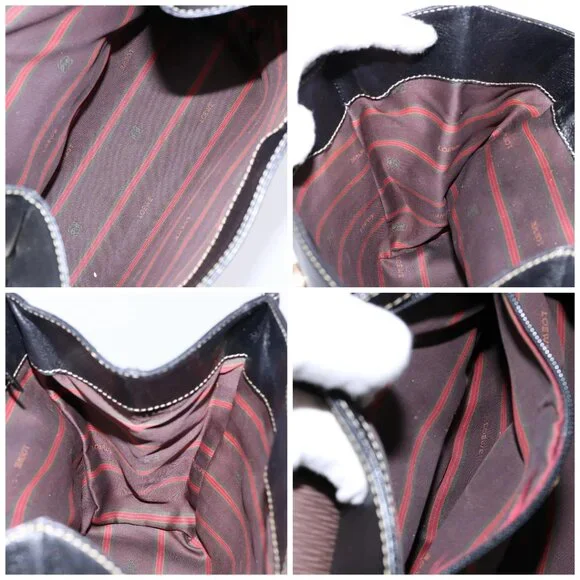 LOEWE Velazquez Hand Bag Leather Suede Brown Black gold Auth Totes